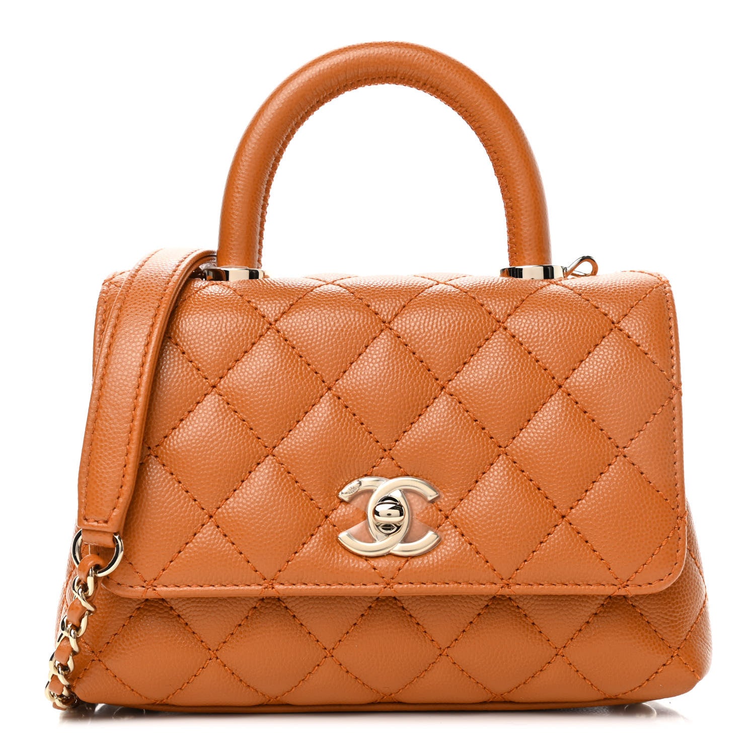 Chanel Caviar Quilted Extra Mini Coco Handle Flap Light Brown 1 of 4