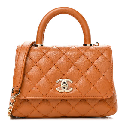 Chanel Caviar Quilted Extra Mini Coco Handle Flap Light Brown 1 of 4