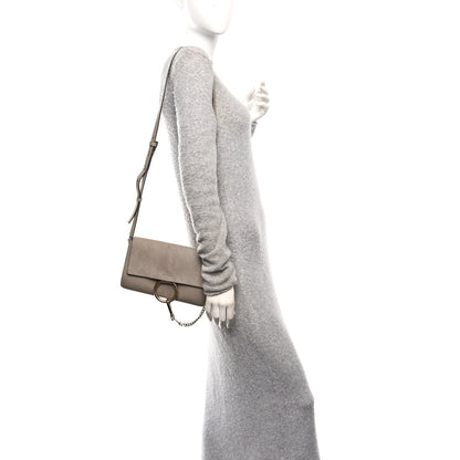 Chloe Suede Calfskin Small Faye Shoulder Bag Motty Grey 2 of 10