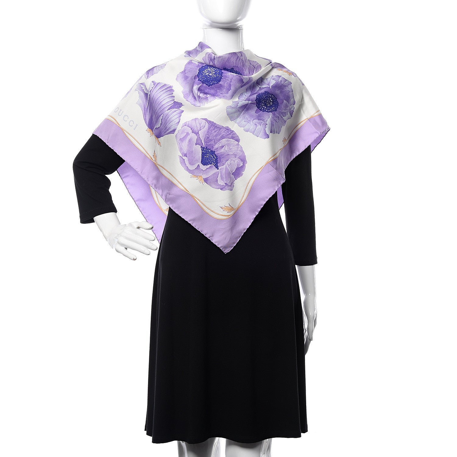 Gucci Silk Floral Square Scarf Purple 2 of 5