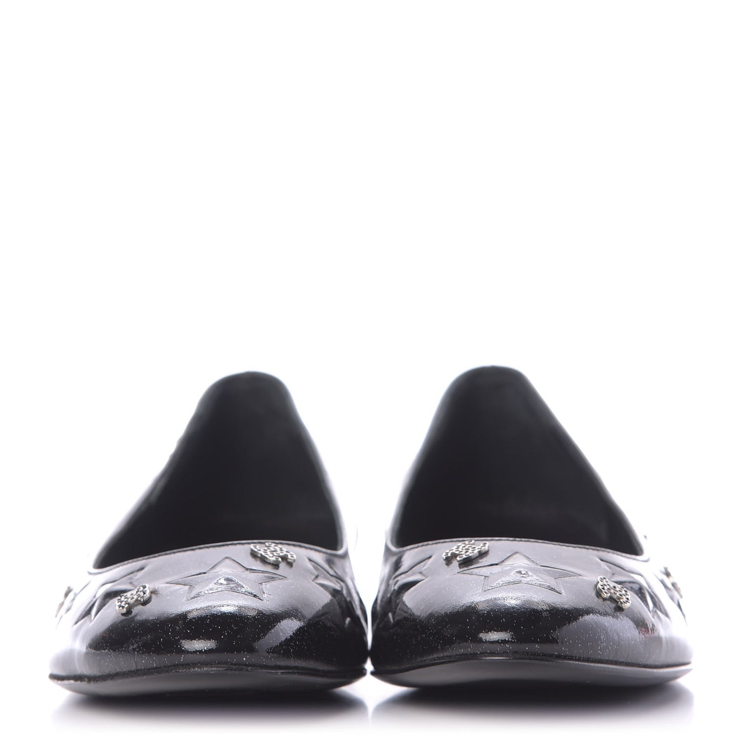 Patent Glitter Flats 38 Black