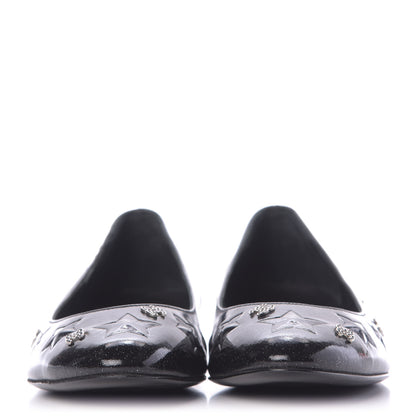 Chanel Patent Glitter Flats 38 Black 2 of 12