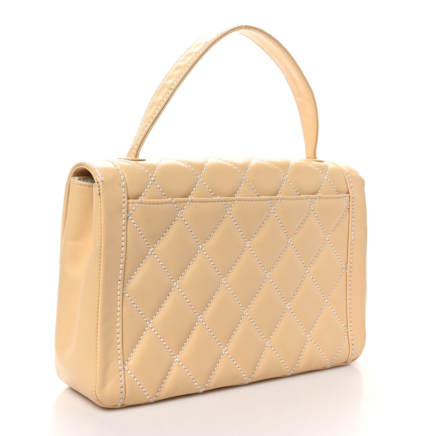 Chanel Calfskin Quilted Wild Stitch Large Flap Beige 3 of 11