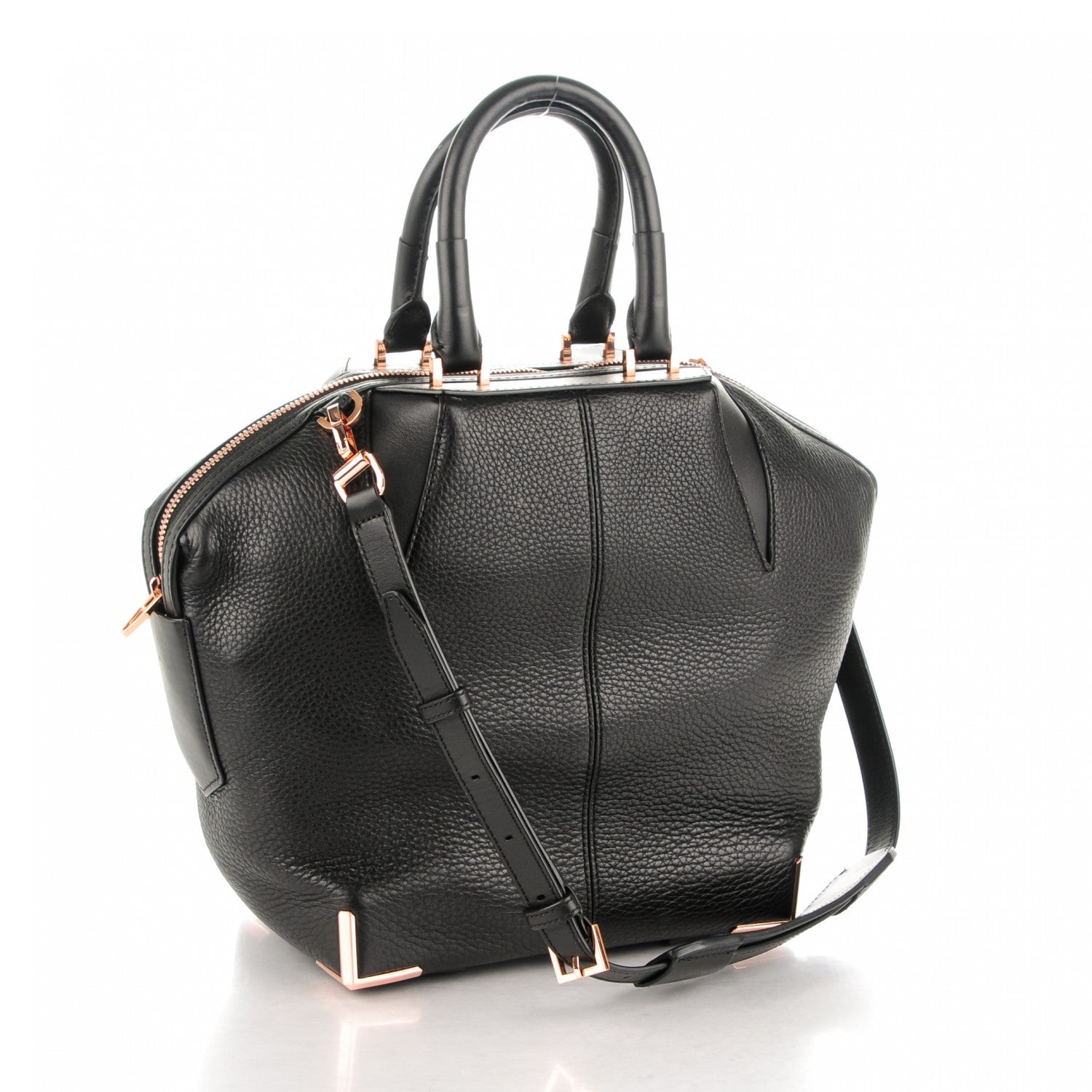 Alexander Wang Pebbled Calfskin Small Emile Soft Black Rose Gold Hardware 3 of 8