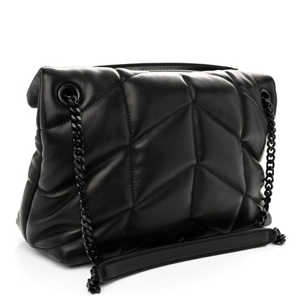 Saint Laurent Lambskin Quilted Monogram Monochrome Small Loulou Puffer Chain Satchel Black 3 of 10