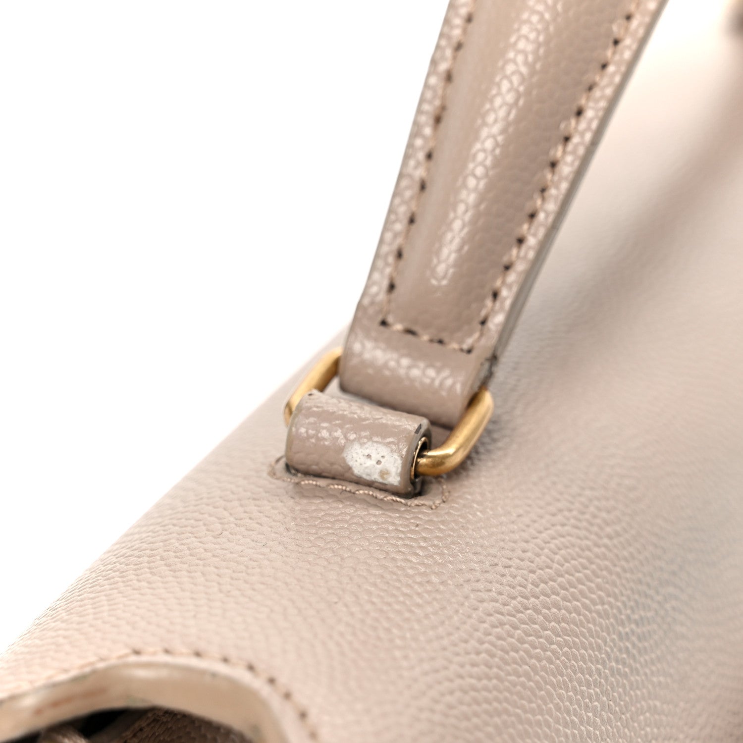 Saint Laurent Grain de Poudre Medium Classic Monogram Cassandra Top Handle Dark Beige 12 of 12