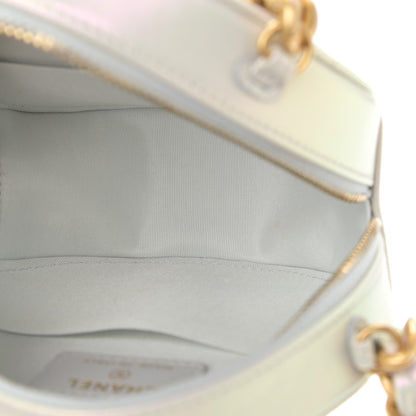 Chanel Iridescent Calfskin Quilted Chanel 19 Round Clutch With Chain White 5 of 12