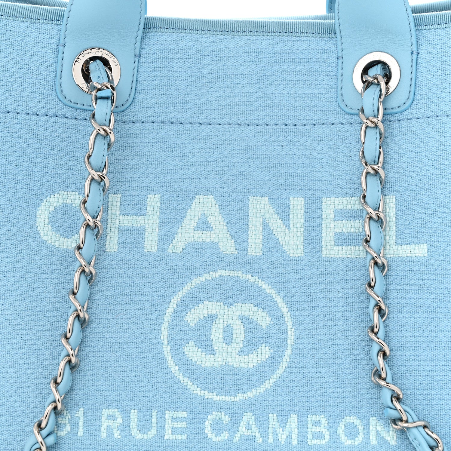 Chanel Mixed Fibers Medium Deauville Tote Light Blue 9 of 12