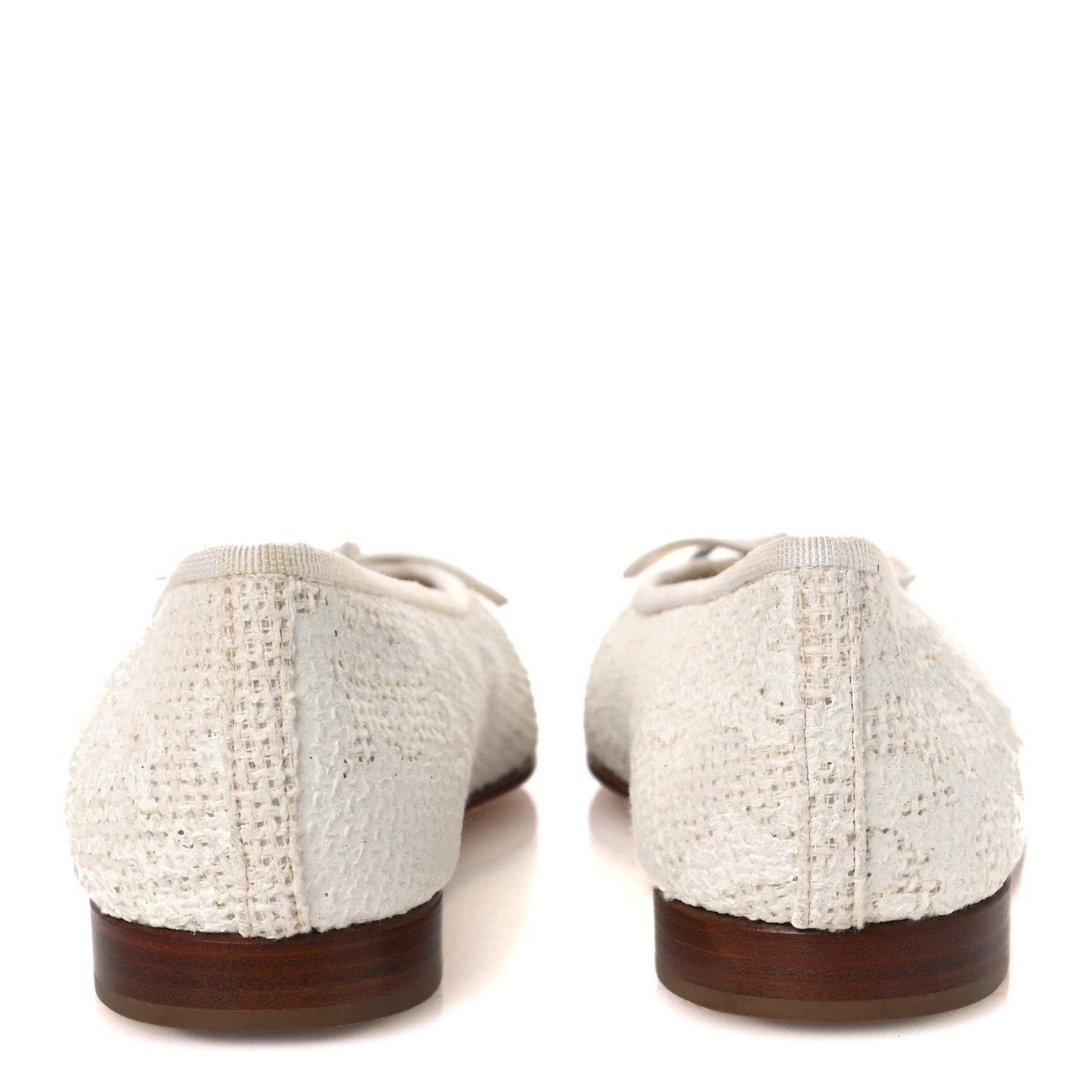 Tweed Cap Toe Ballet Flats 37 White Black