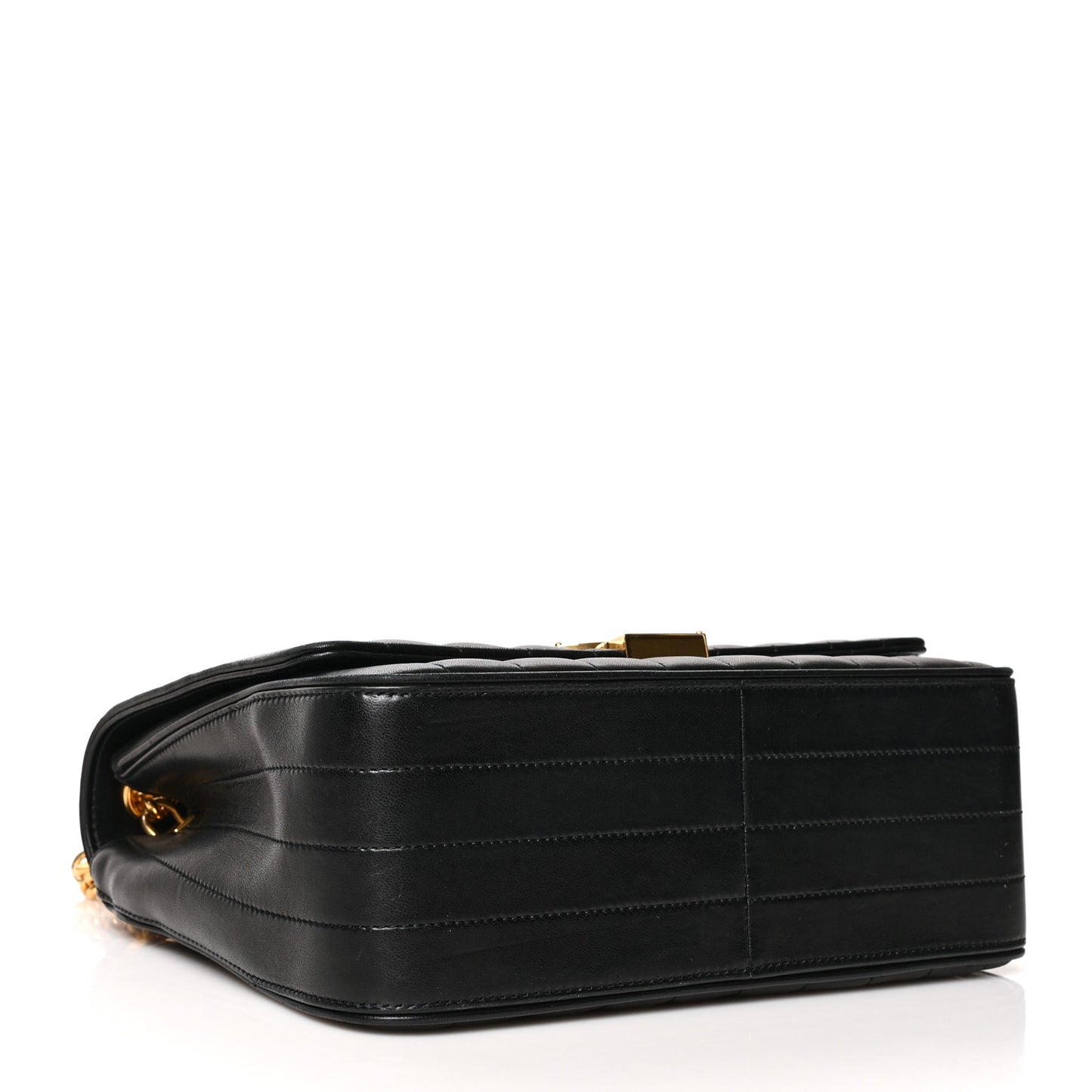Lambskin Matelasse Monogram Large Vicky Chain Bag Black