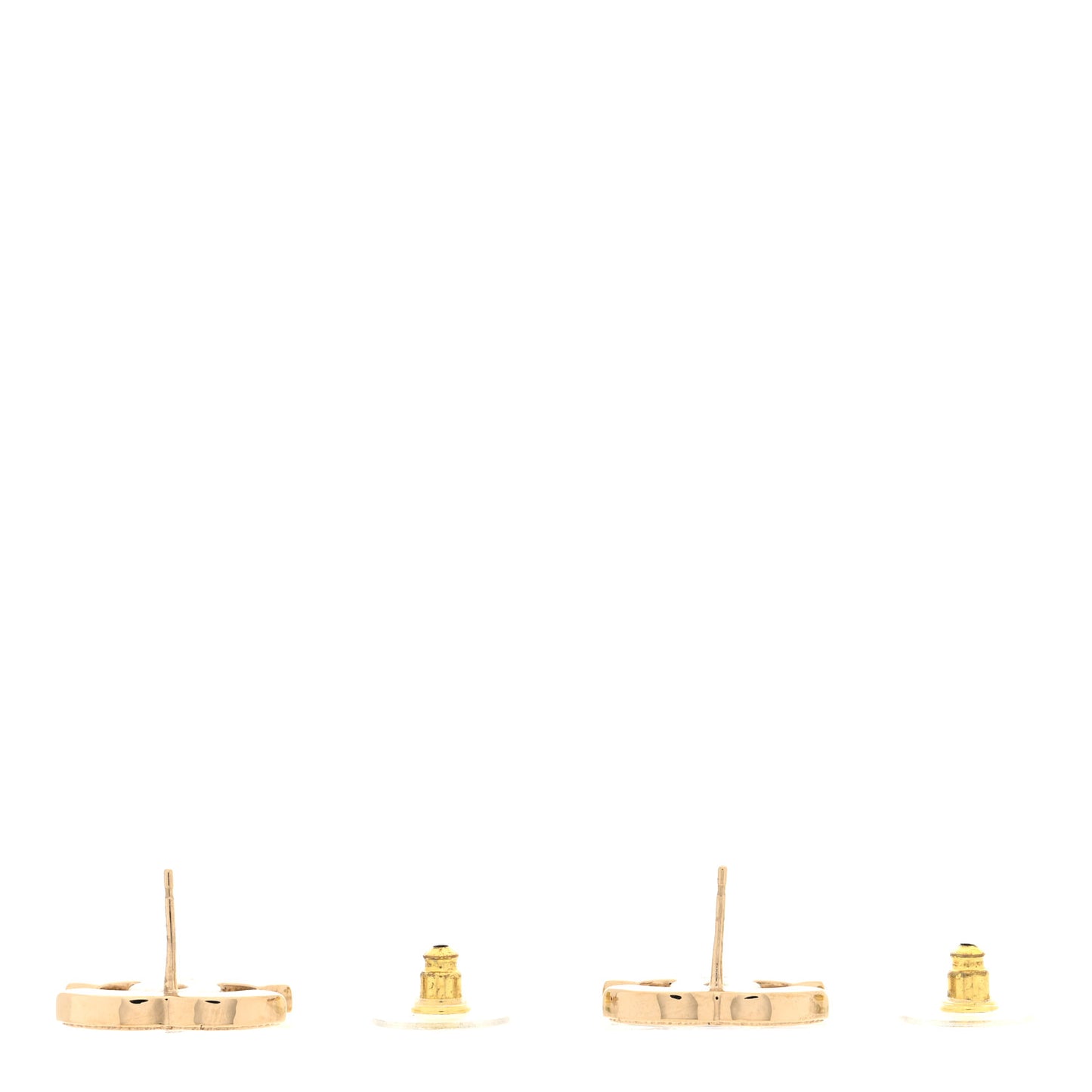 Metal Enamel CC Earrings Black Gold