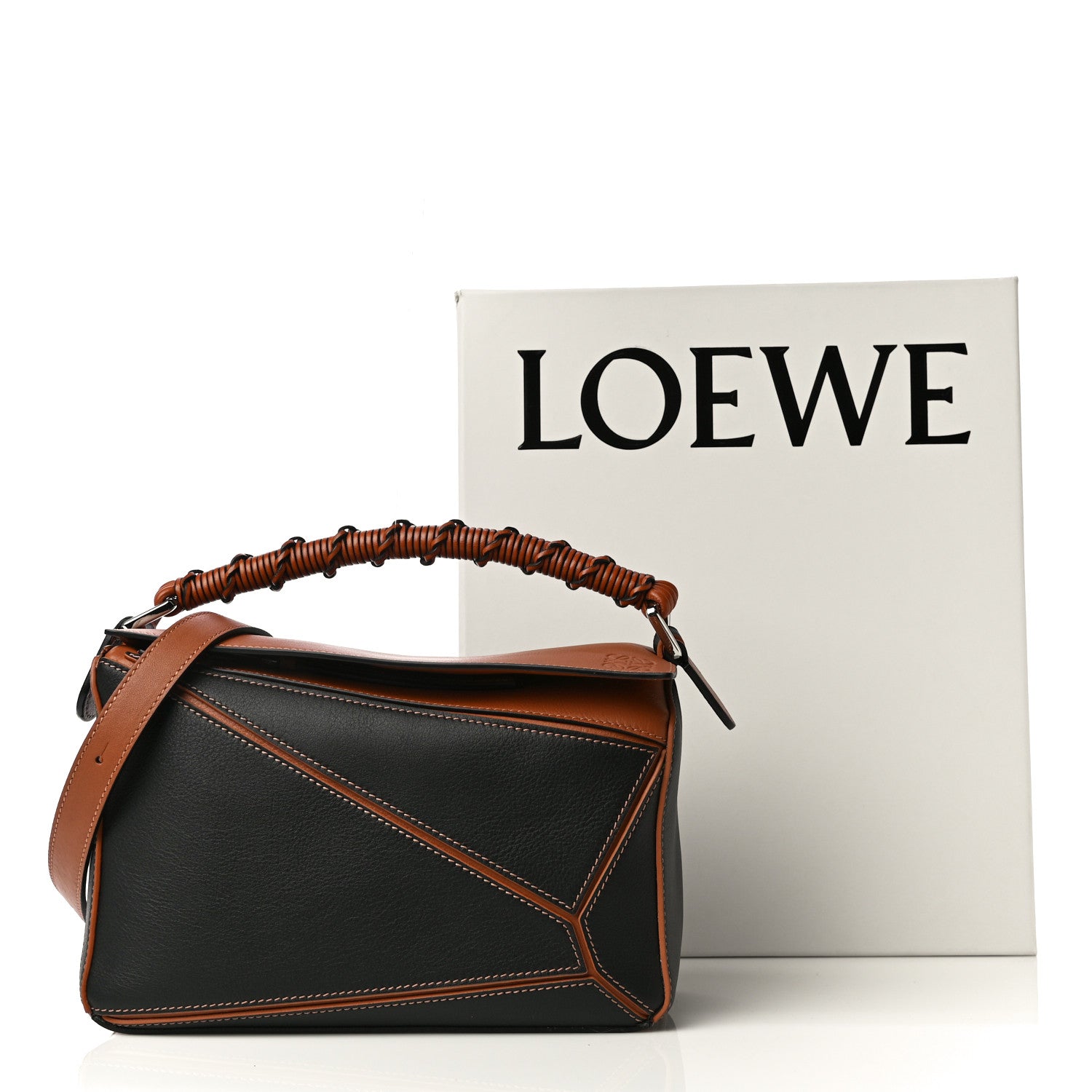 Loewe Calfskin Small Craft Puzzle Bag Tan Black 11 of 11
