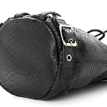 Saint Laurent Calfskin Snakeskin Embossed Small Rider Bucket Bag Black 8 of 8