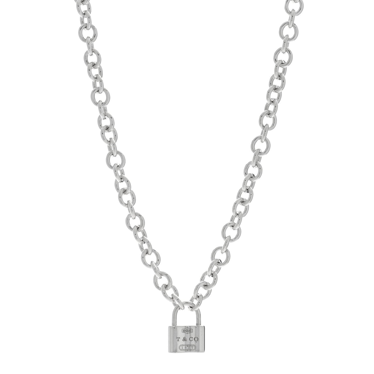 Tiffany Sterling Silver 1837 Lock Charm Necklace 1 of 4