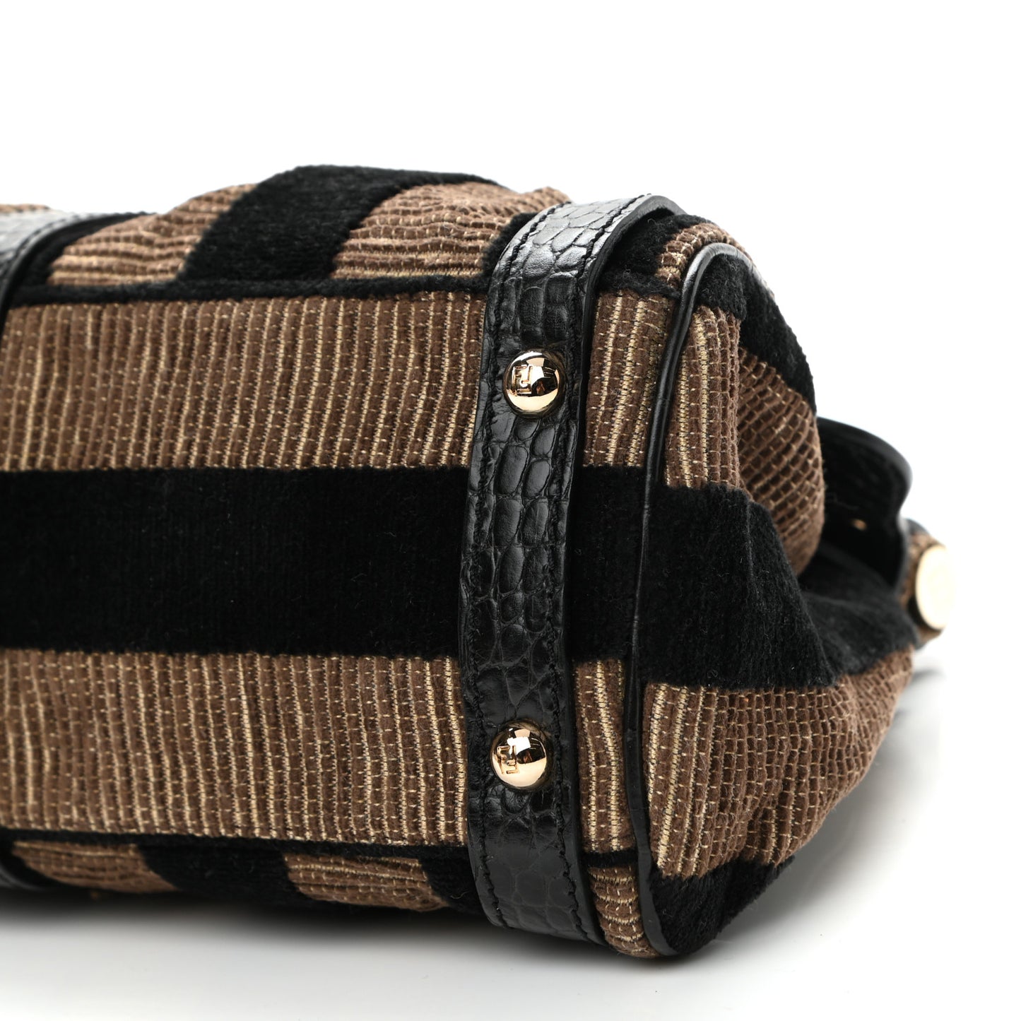 Velvet Crocodile Embossed Pequin Magic Bag Black