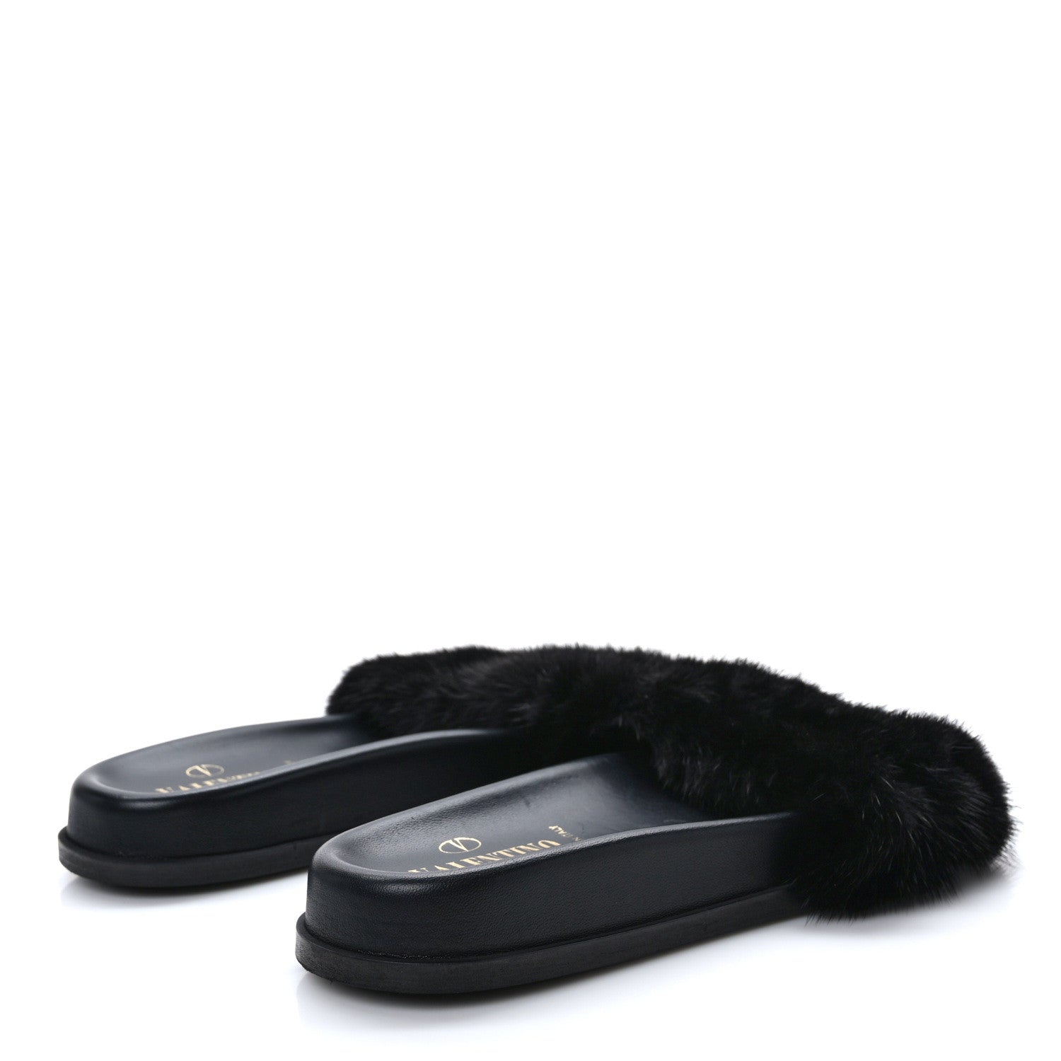 Valentino Garavani Mink Fur Rockstud Slide Sandals 37.5 Black 4 of 8