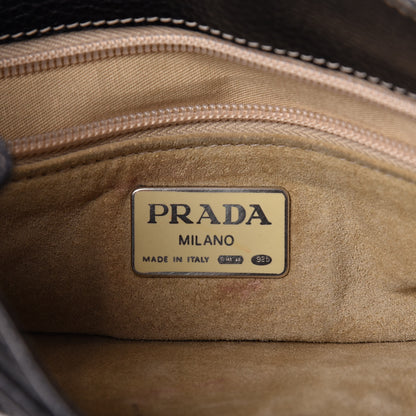 Prada Cervo Deerskin Embossed Logo Fringe Backpack Black 6 of 12