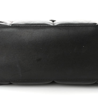 Saint Laurent Lambskin Quilted Medium Loulou Puffer Monogram Chain Satchel Black 11 of 12