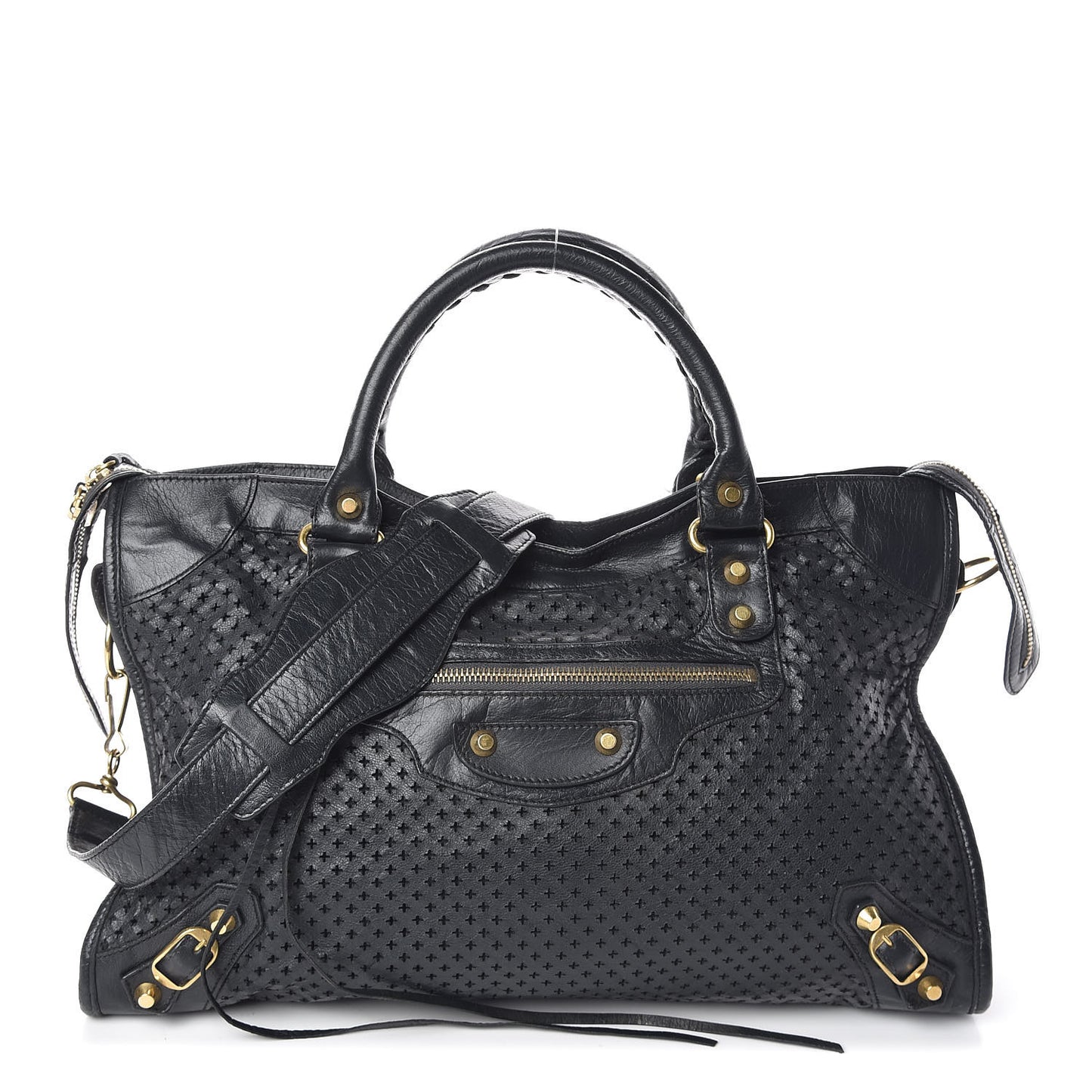 Agneau Laser Cut Cross Classic Gold Hardware City Grey