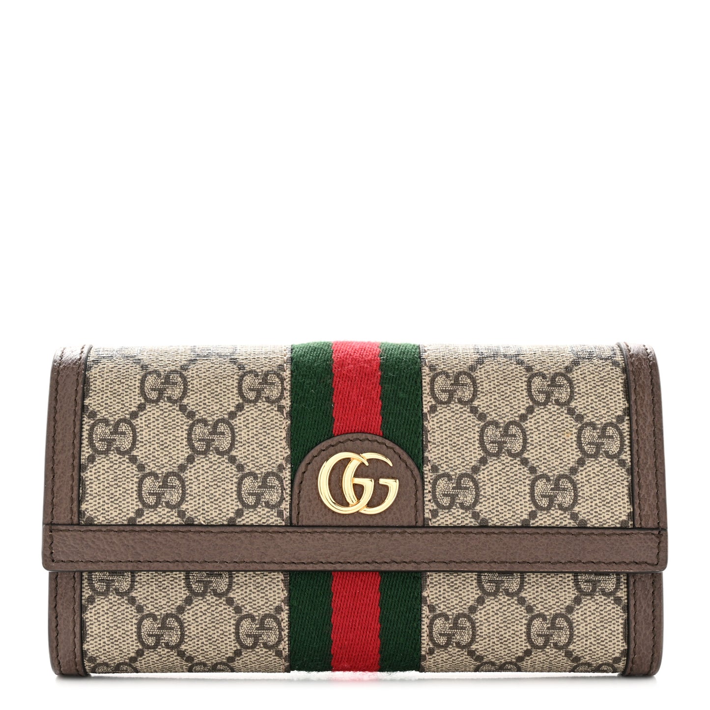 GG Supreme Monogram Web Ophidia Continental Wallet Brown