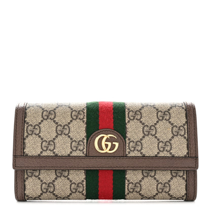 Gucci GG Supreme Monogram Web Ophidia Continental Wallet Brown 1 of 8