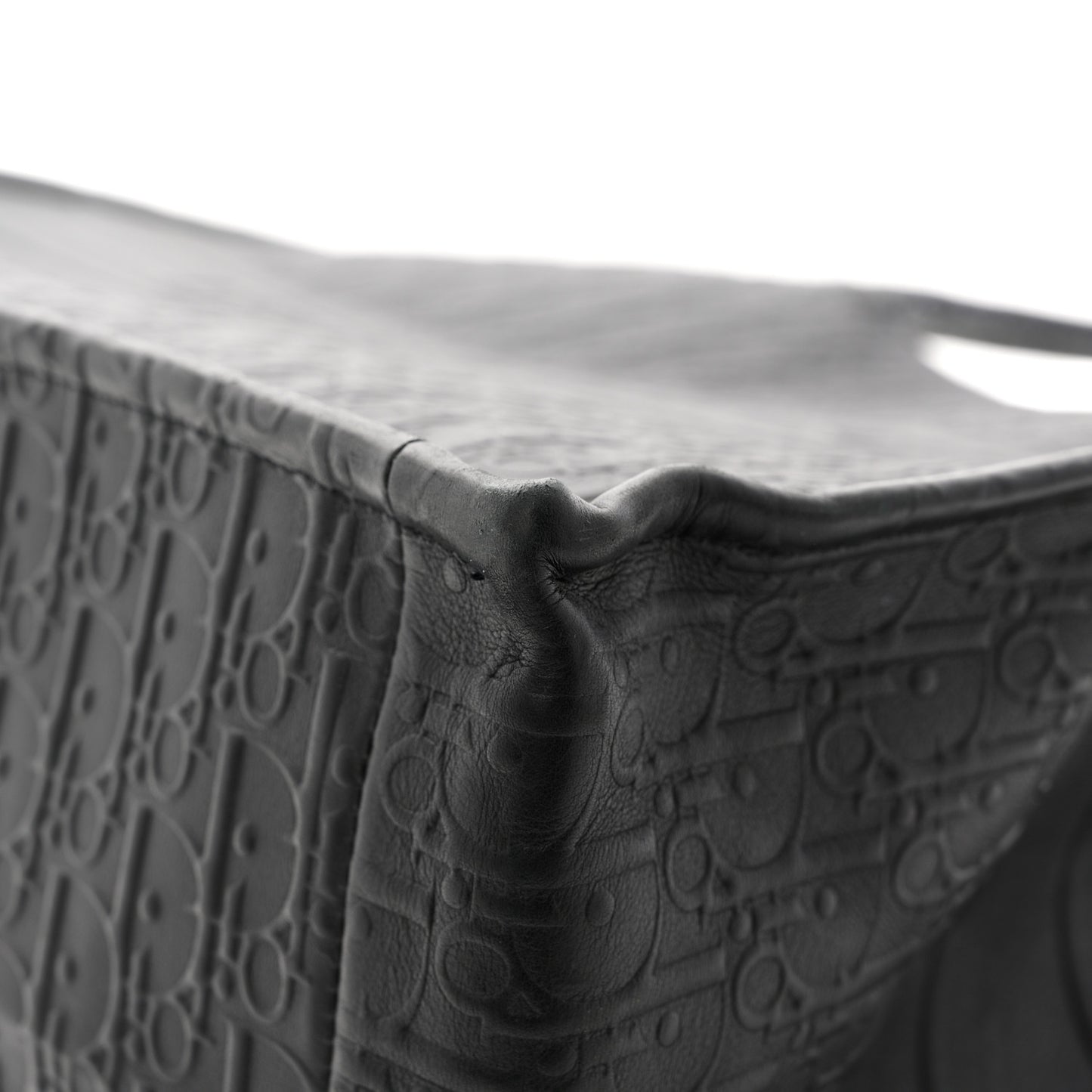 Oblique Calfskin Embossed Large Book Tote TBlack