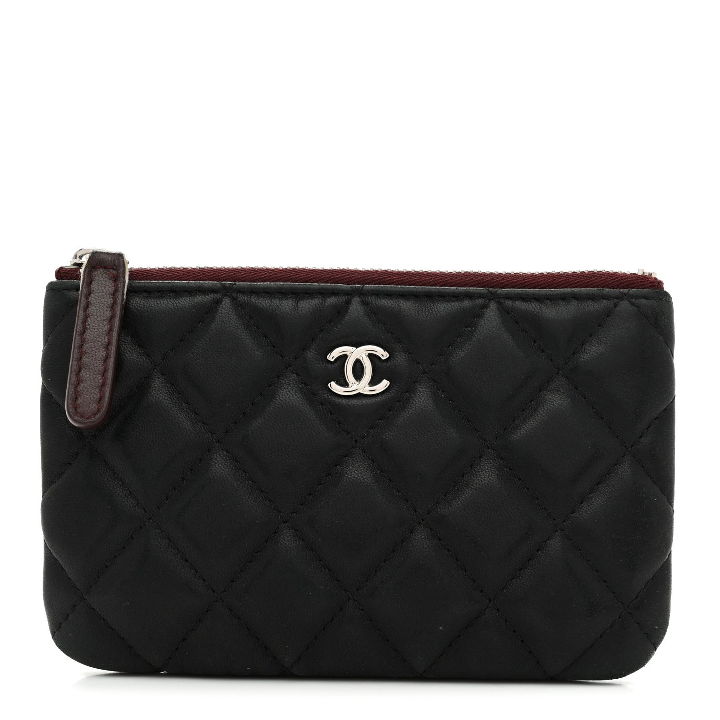 Lambskin Quilted Small Cosmetic Case Black