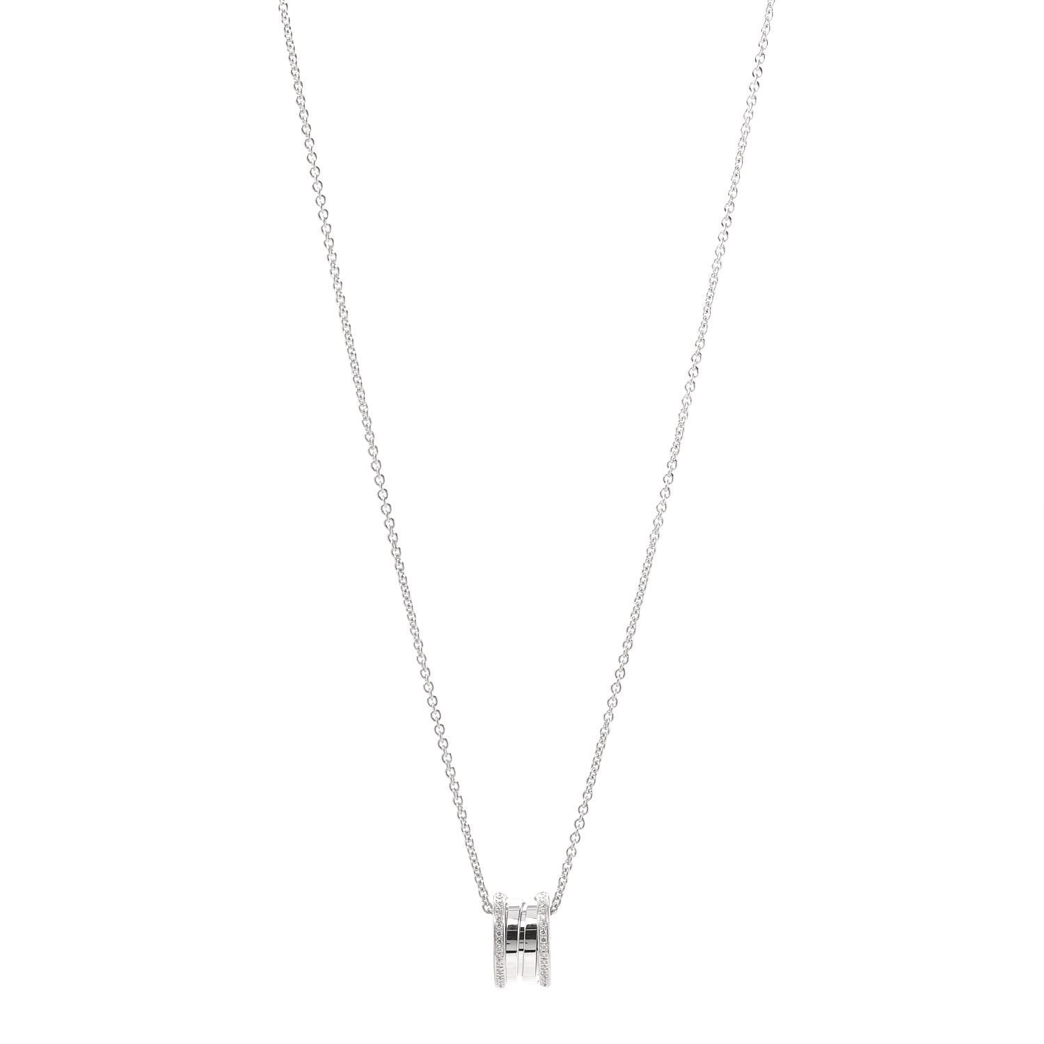 Bulgari 18K White Gold Diamond B.Zero1 Pendant Necklace 1 of 7