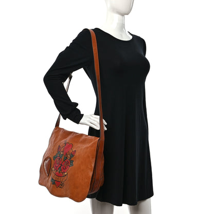 Gucci Calfskin Tattoo Heart Tribeca Messenger Bag Tan 2 of 9