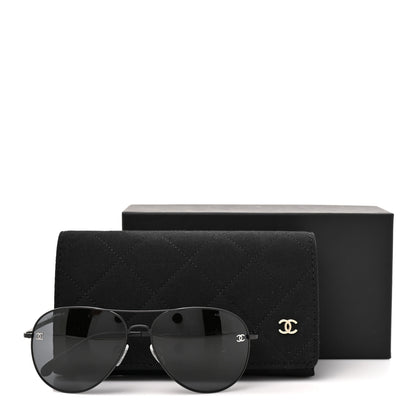 Chanel Metal Polarized Pilot Winter Sunglasses 4189-T-Q Black 7 of 7