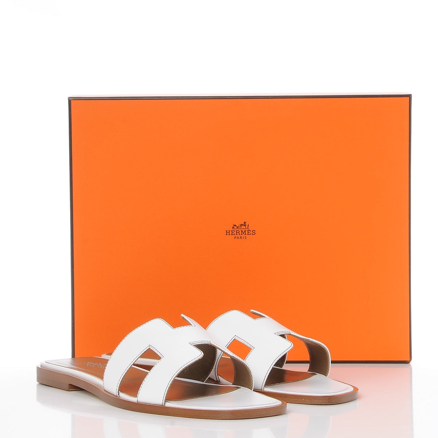 Box Calfskin Oran Sandals 38 White
