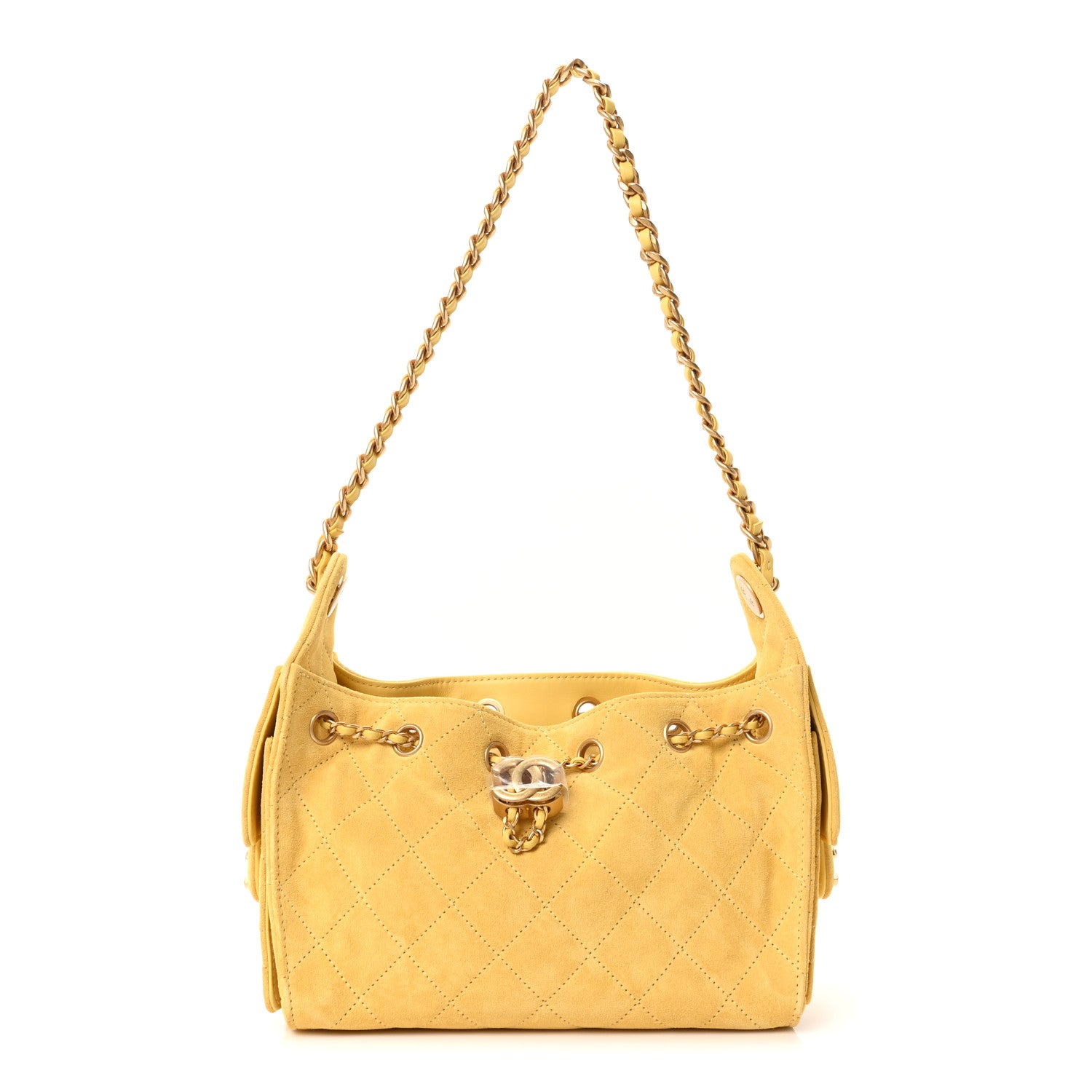 Chanel Suede Quilted Mini Chanel 25 Handbag Yellow 1 of 11