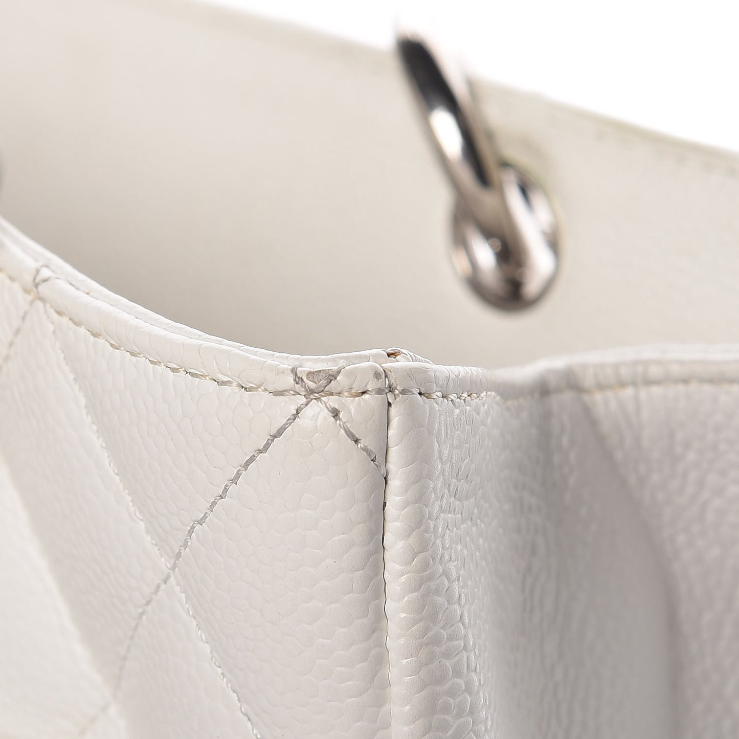Caviar Quilted Grand Shopping Tote GST White