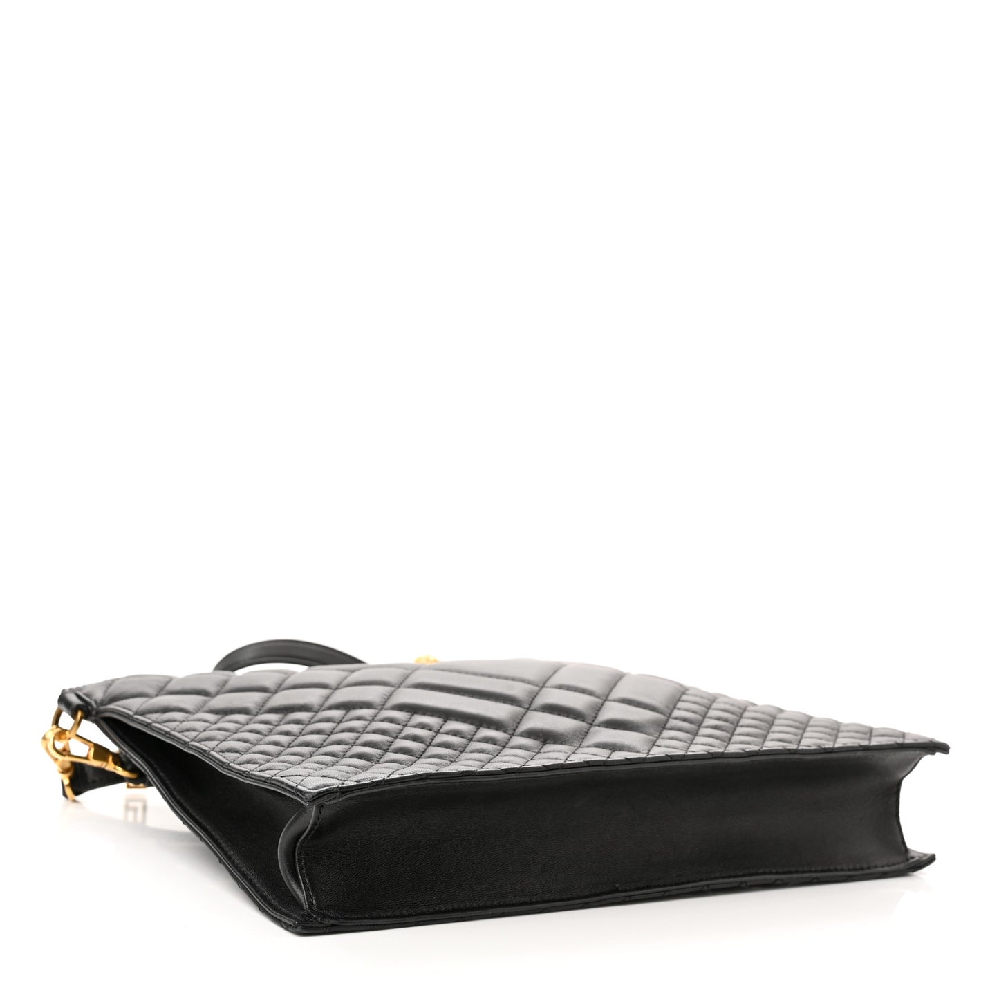 Calfskin Quilted Large Tribute Icon Crossbody Pouch Black