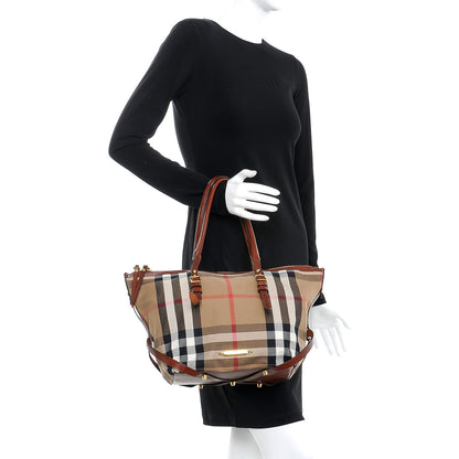 Burberry Canvas House Check Shoulder Bag Saddle Brown 2 of 13
