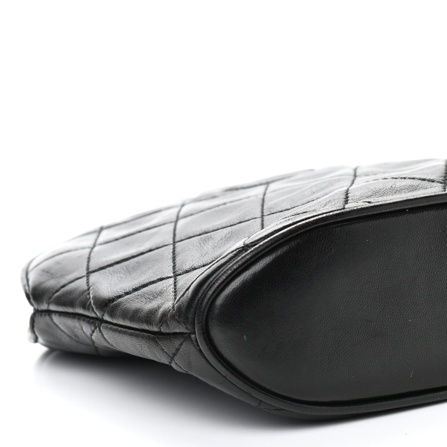 Lambskin Quilted Tassel Camera Case Black