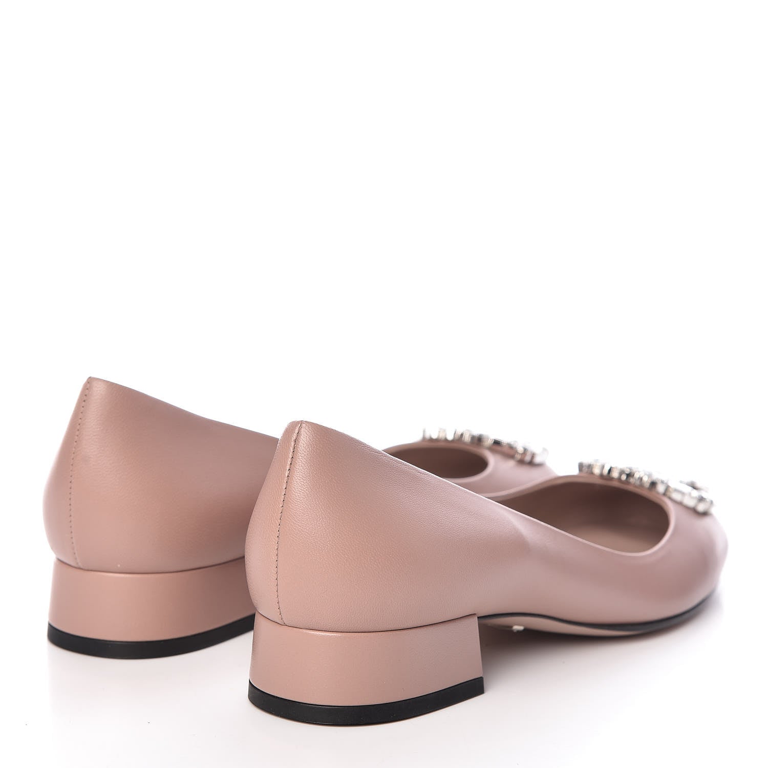 Gucci Nappa Crystal Interlocking G Low Heel Pumps 36.5 Dark Cipria 4 of 9