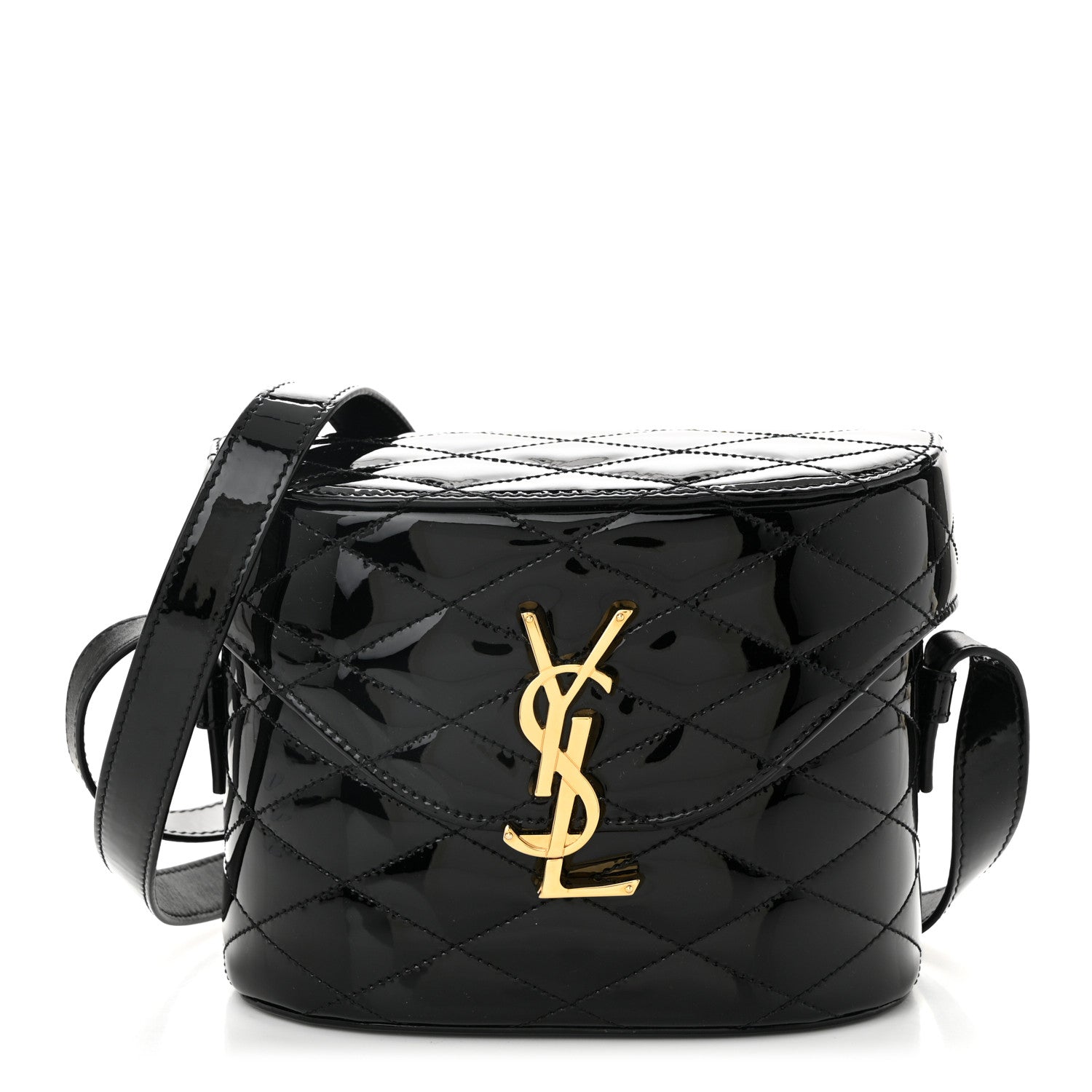 Saint Laurent Patent Matelasse Monogram June Box Bag Black 1 of 10