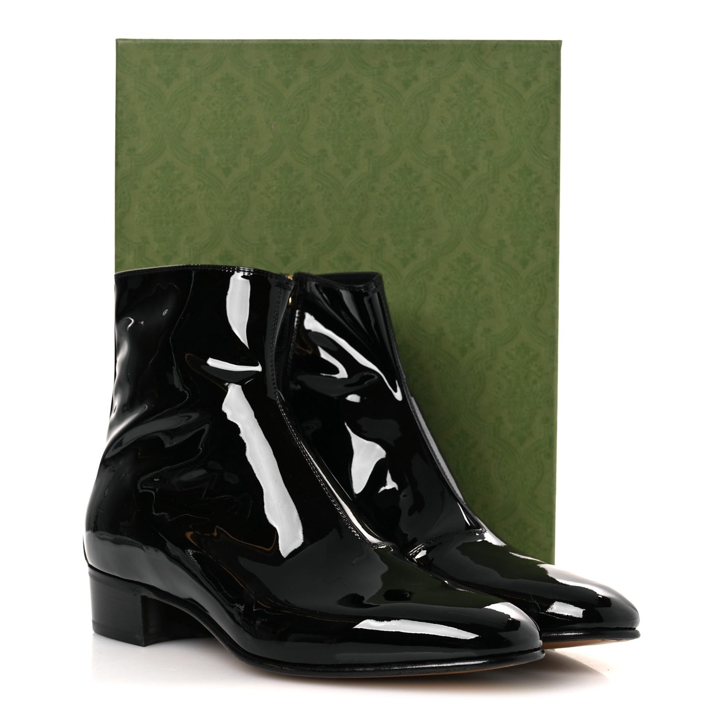 Patent Calfskin GG Lois Bee Men's Ankle Booties 13 Black
