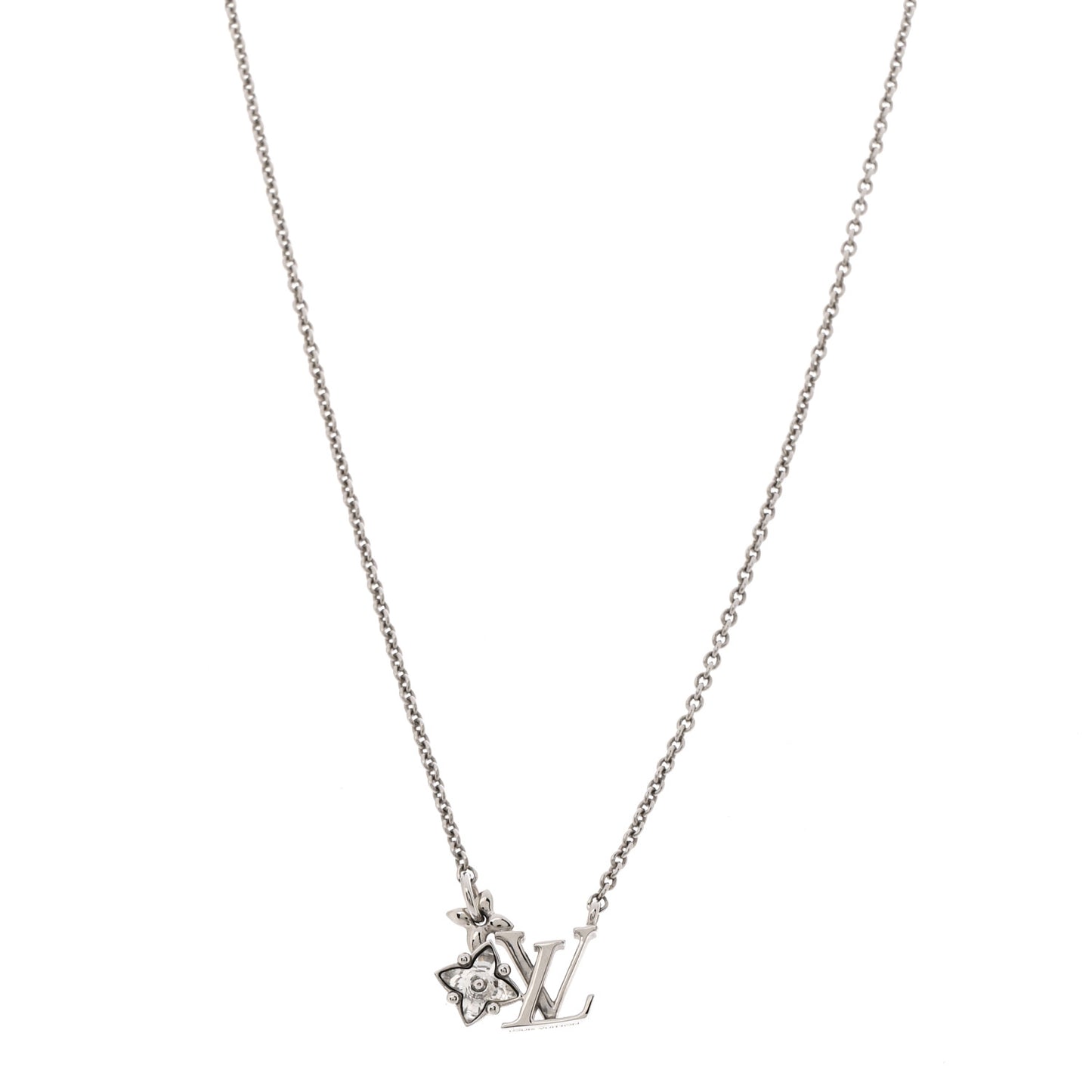 Metal Crystal Loulougram Necklace Silver