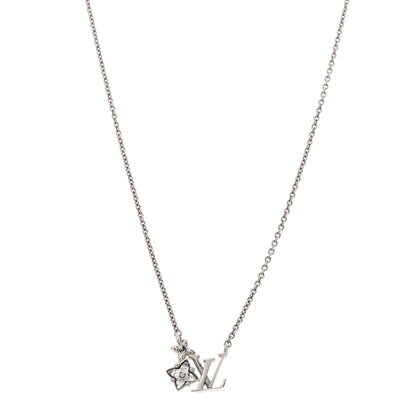Louis Vuitton Metal Crystal Loulougram Necklace Silver 1 of 8