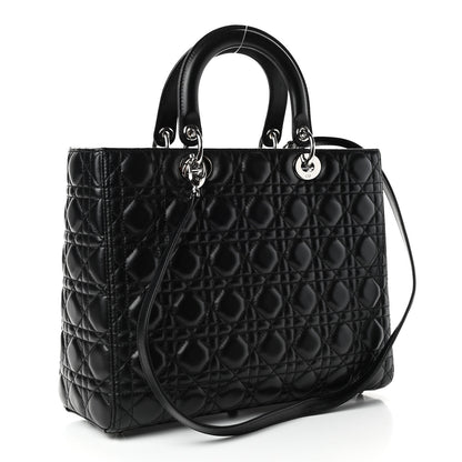 Christian Dior Lambskin Cannage Large Lady Dior Black 2 of 9