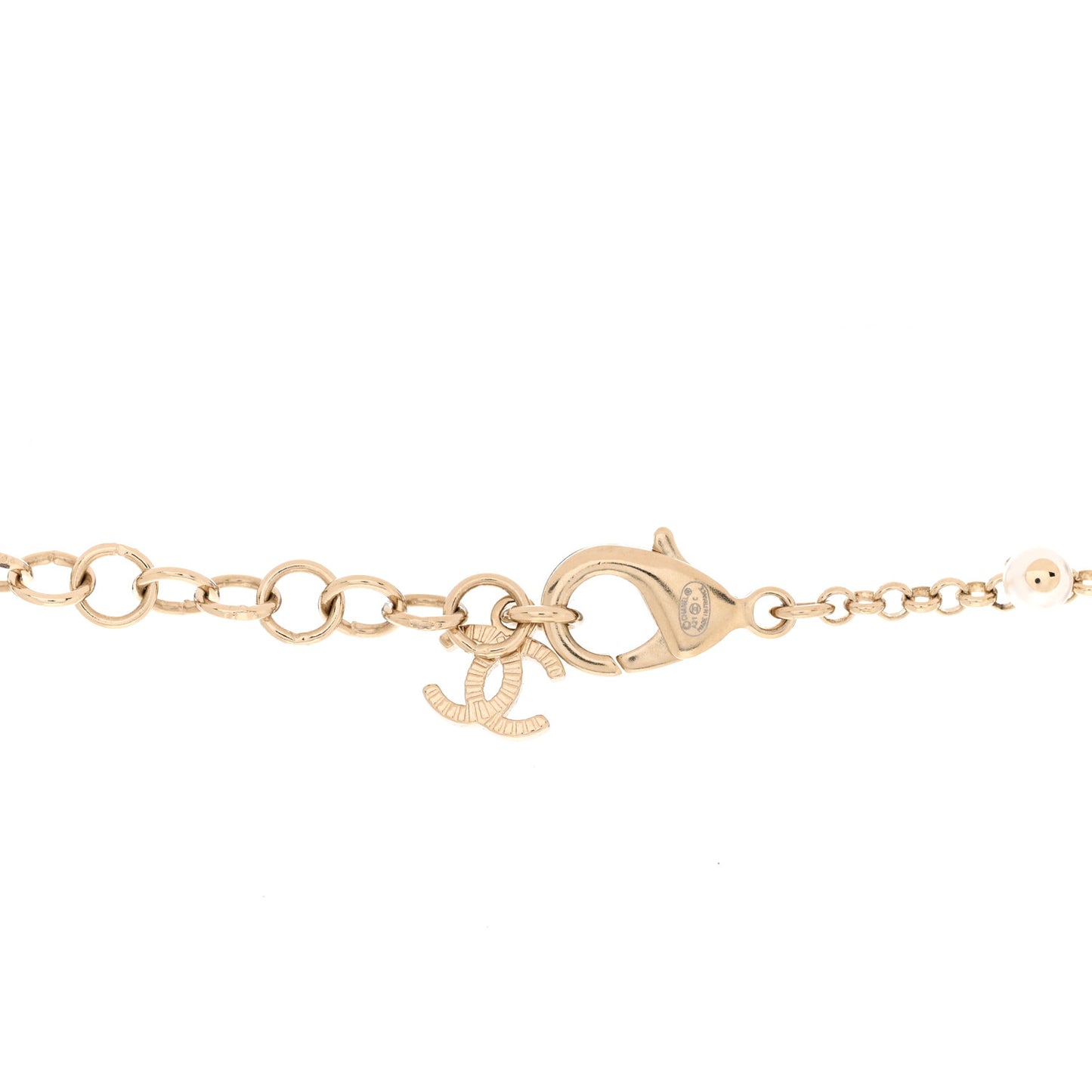 Pearl Bead Crystal CC Necklace Gold Black White