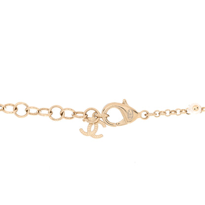 Chanel Pearl Bead Crystal CC Necklace Gold Black White 5 of 6