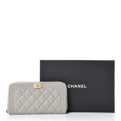 Chanel Caviar Large Zip Around Boy Wallet Grey 11 of 11