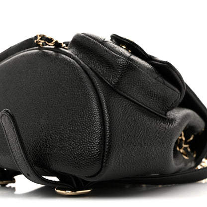 Chanel Shiny Caviar Quilted Small Duma Pockets Drawstring Backpack Black 10 of 10