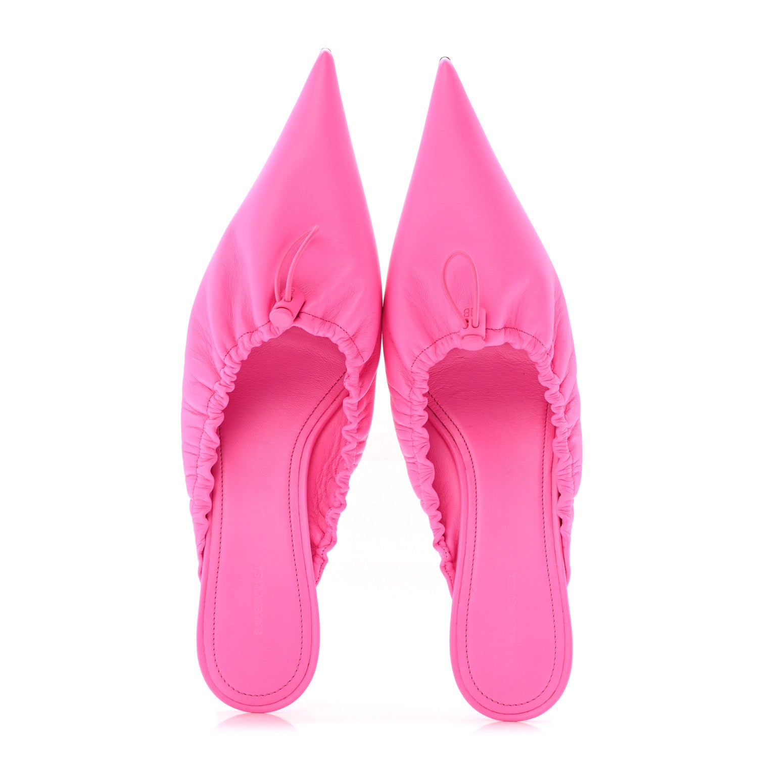 Balenciaga Smooth Nappa Pointed Toe Scrunch Knife 40mm Mules 38 Fluo Pink 2 of 10