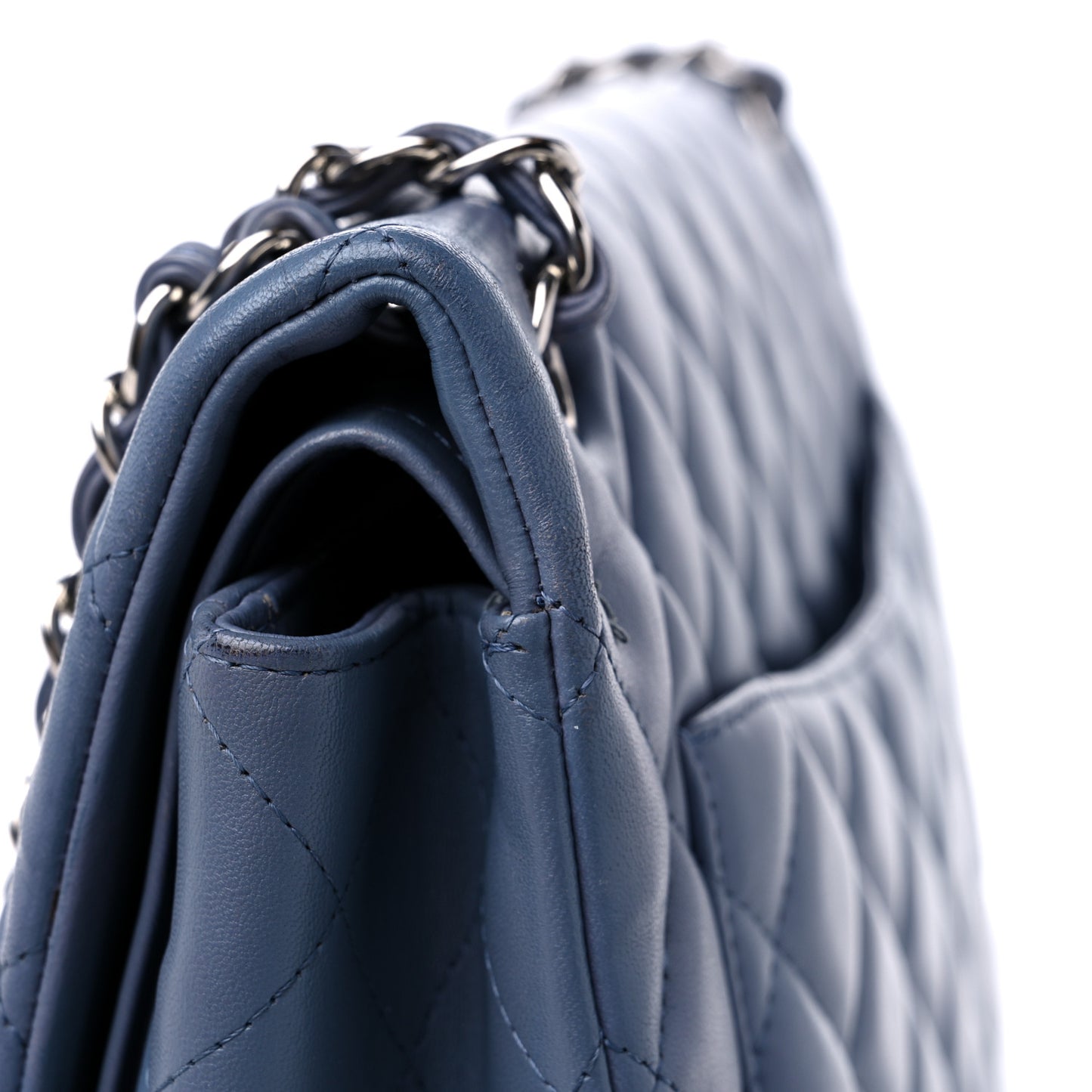 Lambskin Quilted Maxi Double Flap Blue