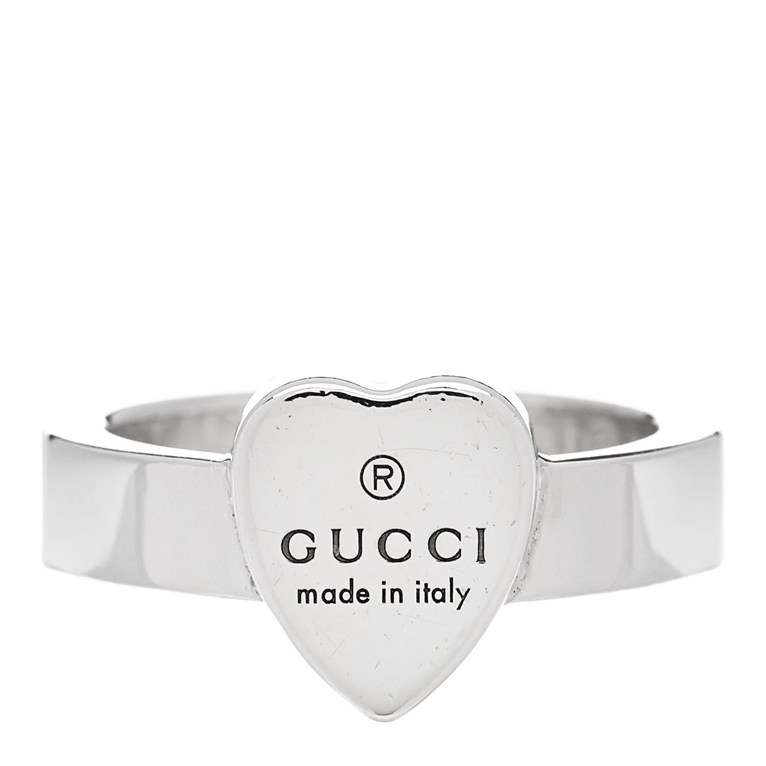 Gucci Sterling Silver Trademark Heart Ring 49 4.75 1 of 5