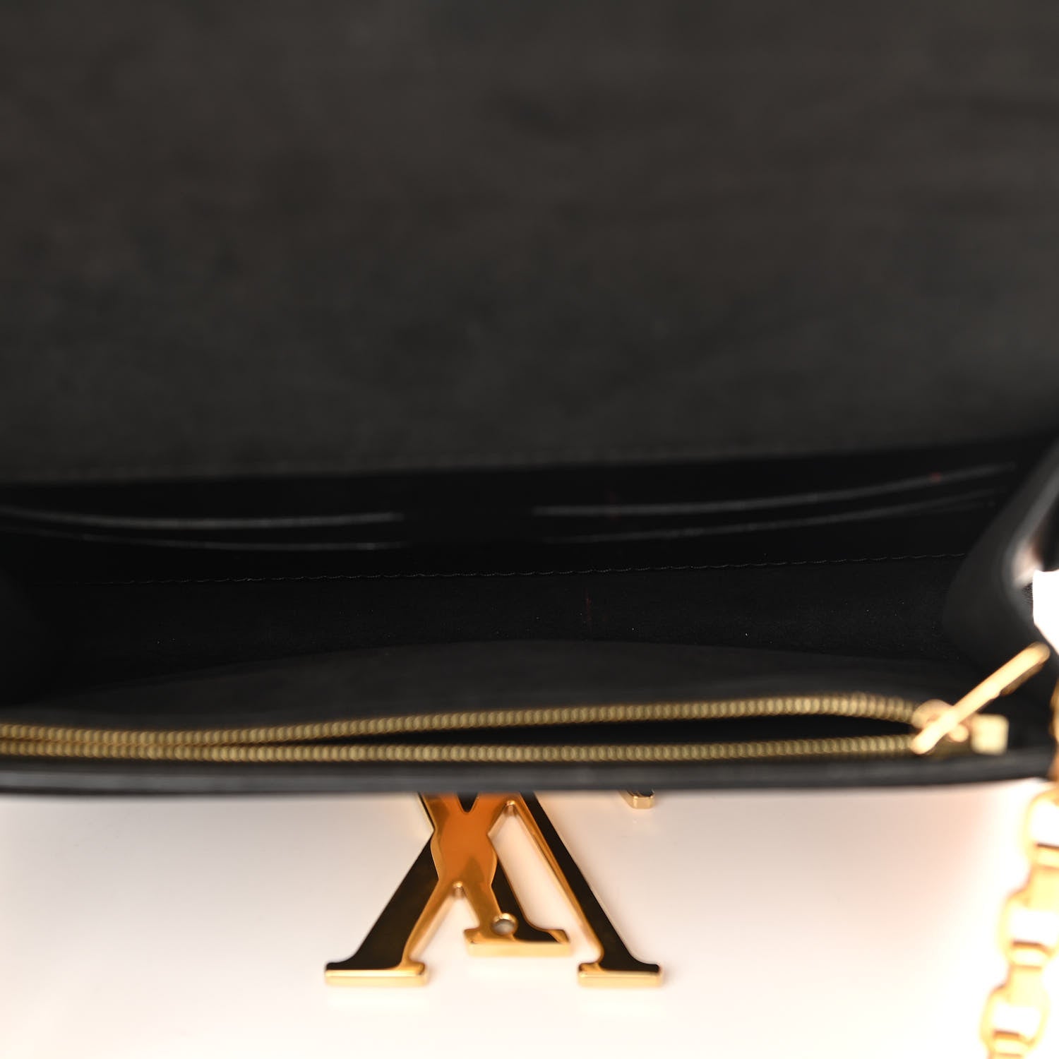 Louis Vuitton Calfskin Chain Louise MM Black 5 of 13